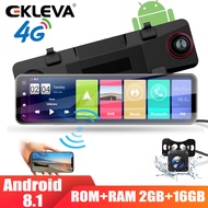 EKLEVA 11 นิ้วกล้องติดรถยนต์กระจก Android 8.1 กล้องติดรถยนต์ Dash Cam 4G WIFI GPS ADAS บลูทูธกระจกรถ DVR เลนส์คู่ด้านหน้าด้านหลัง Dashcam เครื่องบันทึกวิดีโออัตโนมัติ