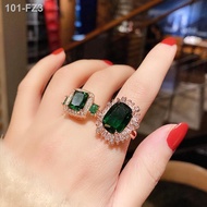 Cincin batu permata zamrud berlian penuh retro mewah Personaliti perangai Eropah dan Amerika dibesar-besarkan membuka ci