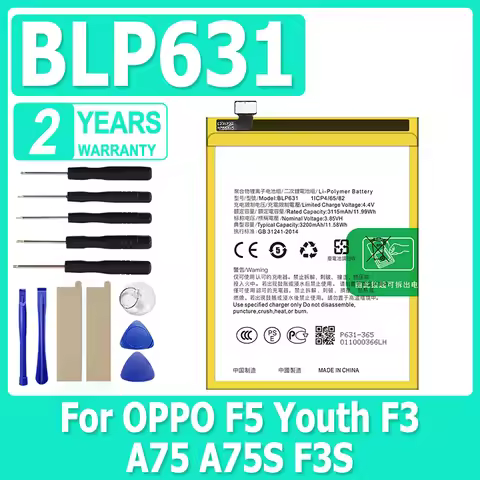 BLP631 3200mAh Battery for OPPO F5 Youth F3 A75 A75S F3S Mobile Phone Batteries Bateria + Tools
