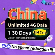 SCT China SIM Card 1-30Days Unlimited 4G Data China &amp; Macau &amp; HongKong &amp; Taiwan Unicom/Smartone