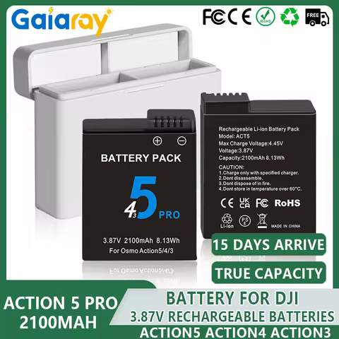 For DJI Osmo Action 5 Pro Action 4 Camera Battery 2100mAh Batteries And Fast Charger For DJI Osmo Ac