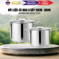 BENNIX BN-26SS/ BN-30SS 5-bottom stainless steel tall chicken boiling pot size 26cm-30cm.