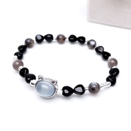 為伴。手串 化太歲 能量 I 貓頭海藍寶 愛心金運石 黑金骨幹 I
