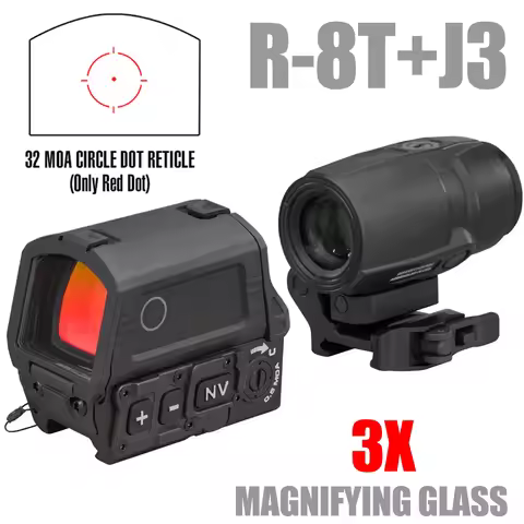 R-8T+J3 Combo Set Red Dot Sight Circle Holographic Reticle Optical Scope Reflex 3MOA&32MOA Collimato