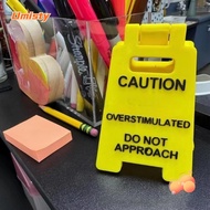 UMISTY Caution Overstimulated Desk Sign, Durable Bright Yellow Warning Sign,  Funny Desk Decoration 