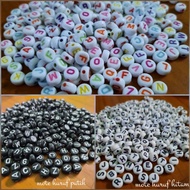 25 beads, letter beads