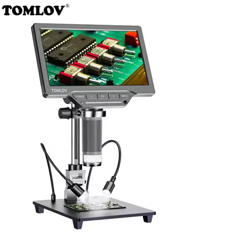 TOMLOV USB Digital Microscope 7 Inch Large Color LCD Screen Inspection DM201 SE 12MP 1-1200X Continu