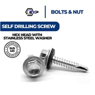 Exp (1PCS) Self Drilling Screw Stainless Steel 410 Hex Head Skru Besi Skru bumbung Skru Awning