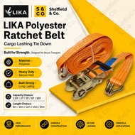 LIKA Polyester Ratchet Belt, Cargo Lashing Tie Down Strap (1.5T / 2T / 3T) x (8m / 10m / 12m / 15m)
