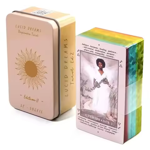 10.3*6cm Lucid Dreams Beginners Tarot In A Tin Metal Box Tarot Deck with PDF GuideBook Divination Ca