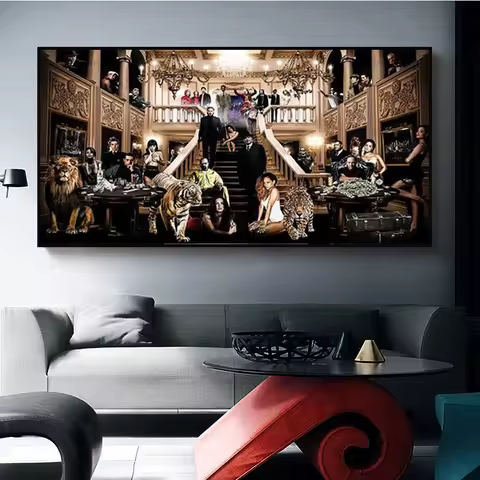 Godfather Tony Montana Canvas Painting Print Gangster Movie Characters Party Poster Horror Film Scar