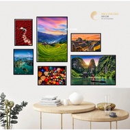 Set of 6 Mirrored Canvas Wall Paintings Vietnam Travel Hue Hoi An Tam Coc Terraced Field Deco Restau