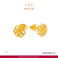 WELL CHIP Flower Shaped Gold Earstud- 916 Gold/Anting-anting Emas - 916 Emas