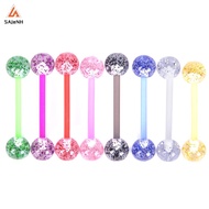 8PCS/Set Colorful Glitters Acrylic Barbell Ball Tongue Rings Piercing Jewelry