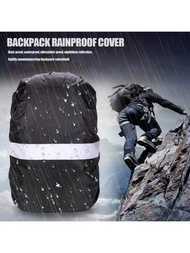 1入黑色190T塗層銀灰防塵雨罩，防水，耐紫外線，夜間反光彈性徒步旅行背包雨罩，無扣環（有兩種尺寸可選擇：35L，60L）