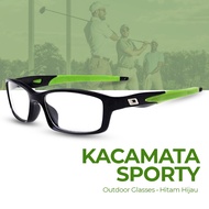OULAIOU Sporty Outdoor UV400 Glasses Silicone Frame - 9837 - Black/Green