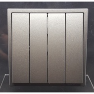 SIMON I7 GREY QUARTET HOTEL SWITCH 4 GANG 2 WAY SWITCH