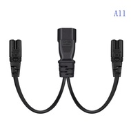 All 32cm 1ft IEC320 C14 to IEC320 C7 + C7 Power Cord 1 in 2 Out Y-splitter Adapter Cable Extension Line Extender Wire