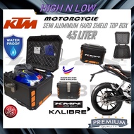 KTM SEMI ALUMINIUM WATERPPROOF TOP BOX 45LITER MOTORCYCLE HARD SHIELD TOP CASE KMN KALIBRE HIGH QUALITY
