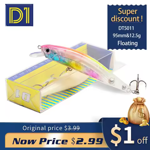 D1 Lure Floating Minnow Wobblers For Pike Bait 95mm 12.5g Bass Fishing Tackle Trolling Jerkbait Natu