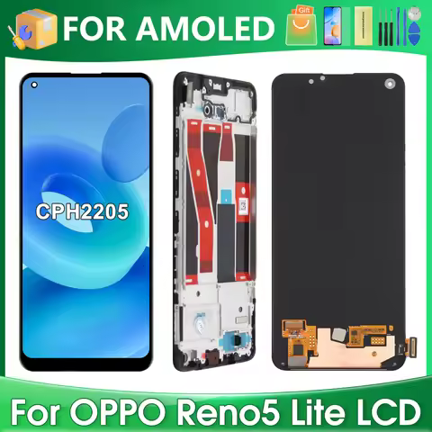 6.43''For OPPO Reno5 Lite For AMOLED Reno 5 Lite CPH2205 LCD Display Touch Screen Digitizer Assembly