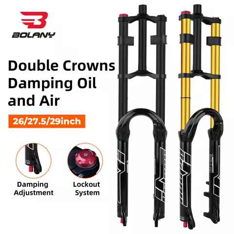 BOLANY Double Crown Bicycle Air Fork 27.5 29 inch MTB Air Suspension 9x100mm Quick Release Axle Spon