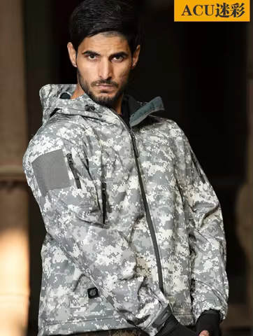 5XL 6XL New Multiple Pockets Outdoor Sharkskin Softshell Rushing Jacket Suit Men's Fan Windproof Pad