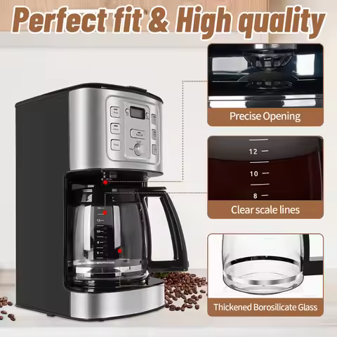 Applicable For Cuisinart Replacement Glass Pot Coffee Maker Accessories Black Coffee Pot Glass jug W