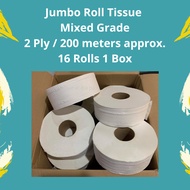 Jumbo Roll Tissue Jumbo Toilet Paper 2Ply Mixed Grade 200meters 1 Box/16 rolls