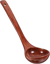 Amosfun Wooden Spoon Ladle Long Handle Ladle Kitchen Cooking Spoon Large Deep Serving Spoon Gravy La