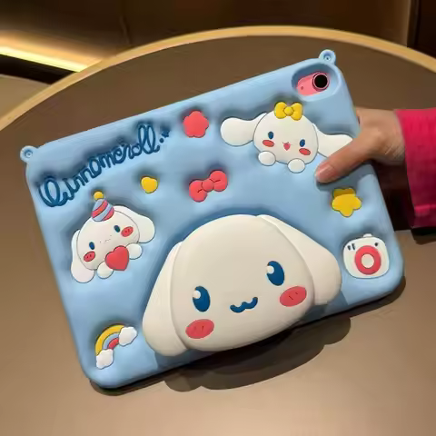 Cute Cinnamoroll Silicone Tablet Protective Case For IPad 9 8 7th Generation Child Case for IPad Air