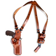 Premium Leather Vertical Shoulder Holster System with Double Speed Loader, Colt Python 357 Magnum Re