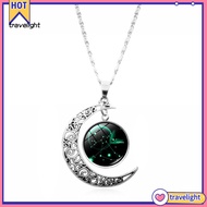 Travelight| 12 Constellation Half Moon Zodiac Sign Astrology Horoscope Pendant Necklace