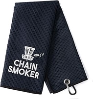 DYJYBMY Chain Smoker Funny Golf Towel,Embroidered Golf Towels for Golf Bags with Clip,Golf Gifts for Men,Birthday Gifts for Golf Fan,Retirement Gift,Funny Gag Gift