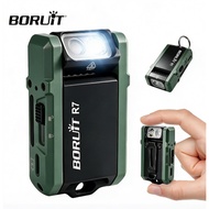 BORUiT R7 Keychain Flashlight 800LM Mini LED Torch Type-C Rechargeable RGB Keychain Light Magnetic F