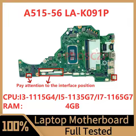 FH5AT LA-K091P For Acer A515-56 Laptop Motherboard NBA1711001/NBA1711005 With I3-1115G4/I5-1135G7/I7