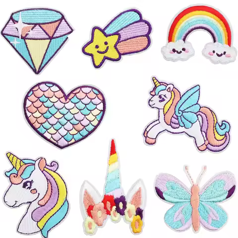 Dreamy Unicorn Embroidery Cloth Patch Butterfly Patch Bag Decoration DIY Embroidery Meteor Shower Cl