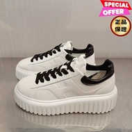 Hogan 女款 H-Stripes Nappa 皮革餅乾運動鞋 白／黑配色 增高5.8公分 EU36/36.5/37/37.5/38/38.5/39/40