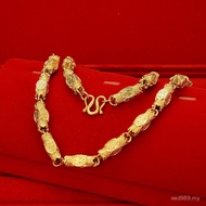 24k All-Match Euro Coin Burn Plating Men's Big Gold Chain Wedding Gold Olive Boss Chain Beads Retro 