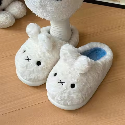 Cute Miffy Rabbit Winter Cotton Slipper Soft Warm Slip Shoe Casual Indoor Outdoor Portable Cartoon F