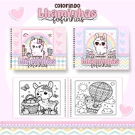 [PDF] 50+ Pages Llama Kawaii Coloring Book | Buku mewarna kanak2 | A5 Size HD | PDF Instant Download