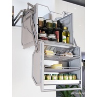 +++Refrigerator Top Cabinet Double Body Lifting Pull Basket Double Layer Hanging Cabinet Pull-Down E