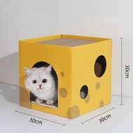 ที่ลับเล็บแมว ที่ลับเล็บชีส ที่นอนสัตว์เลี้ยง แบบกล่อง บ้านแมว ที่นอนแมว ที่นอน ของเล่นแมว ลับเล็บได้ Cat Box