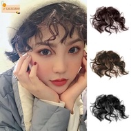 CAUSIXBDO Fake Fringe, Natural Synthetic Fake Fringe Bang, Cute Breathable Fluffy Curly High Tempera