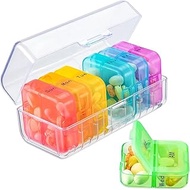 Zoksi Weekly Pill Organizer 2 Times a Day, Rainbow 7 Day Am Pm Pill Box, Daily Am Pm Pill Organizer 