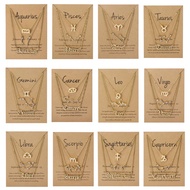 3Pcs/Set Cardboard Star Zodiac Sign Pendant 12 Constellation Charm Gold Silver Necklace