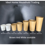Paper Cup / Cold Cup/ BROWN COLOUR PAPER CUP/2PE COLD CUP/SINGLE PE CUP/ ECO CUP / 4oz/6oz/7oz/8oz/1