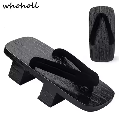 Whoholl Jiraiya Cosplay Japanese Kimono Geta Clogs Man Women Unisex Sandals Wooden Shoestwo-toothed 
