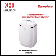 EUROPACE EDH3121S 12L 3 IN 1 DEHUMIDFIER - 3 YEARS MANUFACTURER WARRANTY + FREE DELIVERY