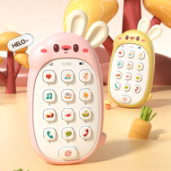 Kanak-kanak mainan arnab telefon bimbit bayi chewable teka-teki pelbagai fungsi muzik telefon lelaki dan perempuan tanpa bateri